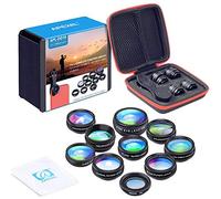 APEXEL 10 in 1 Telecamera Kit Obiettivo Lente grandangolare, Obiettivo Macro, fisheye, caleidoscopio, CPL/Flow/Star/Filtro Radiale Clip-on Telefono per iPhone Samsung Smartphone Android