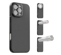 APEXEL Custodia per Telefono con Obiettivo Filettato da 17 mm Compatibile con iPhone 16 Pro Max, Compatibile con Tutti gli Obiettivi Teleobiettivo e Macro, Passo 0,75 mm, Custodia per Telefono Nera