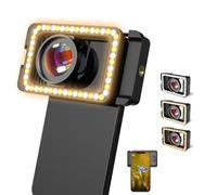 APEXEL Obiettivo macro 15X per iPhone, obiettivo 3 in 1 per fotocamera del telefono con luce di riempimento a LED + adattatore per obiettivo da 17 mm per iPhone, Samsung, Huawei