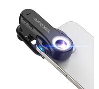 Apexel TriScope - Microscopio 3 in 1 per smartphone, ingrandimento 40X/80X/120X, doppia luce LED e UV, clip universale per iPhone, Android, iPad