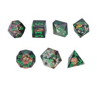 APGLSXY Assortimento di dadi poliedrici in resina per Halloween | Compagno di gioco di ruolo in sette pezzi per la decorazione della tavola e la campagna