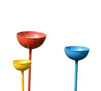 APGLSXY Backyard Wildlife Water Bowl Set, 3 pali da giardino in metallo per vaschetta per uccelli, prati, trame di fiori, bordi del giardino, angoli esterni e ciotola da terra