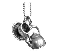 APGLSXY Collana con ciondolo a forma di teiera artistica retrò con perline per impilare strati ed espressioni artistiche collana a catena regolabile a strati, One Size, come descritto, come descritto