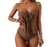 APGLSXY Costume da bagno da donna a due pezzi tankini velato a vita alta con cravatta trasparente regolabile per nuoto spiaggia volley costume da bagno a due pezzi per le donne