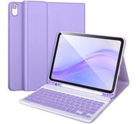 APHBZGE Custodia per tastiera per iPad 11/10ª generazione, custodia per tastiera Bluetooth rimovibile per iPad A16 2025 11 pollici/10° Gen 2022 10,9 pollici con portapenne, tappi tasti quadrati, viola