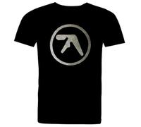 Aphex Twin Graphite Metallic Print. Full Cotton Black T Shirt. Warp Records