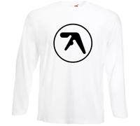 Aphex Twin - Maglietta a maniche lunghe da uomo, divertente, per danza, rave, musica, Electronicas, Bianco Manica Lunga Stampa Nera, L