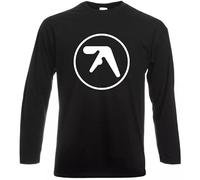 Aphex Twin - Maglietta a maniche lunghe da uomo, divertente, per danza, rave, musica, Electronicas, Stampa Bianca Manica Lunga Nera, XL
