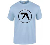 Aphex Twin - Maglietta divertente da uomo, Maglietta Blu Cielo Con Stampa Nero, L