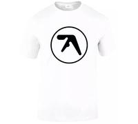 Aphex Twin t-shirt da uomo divertente danza rave, musica Electronicas Tee Top, T-shirt Bianca Stampa Nera, S