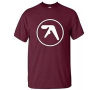Aphex Twin t-shirt da uomo divertente danza rave, musica Electronicas Tee Top, T-shirt Maroon Stampa Bianca, M