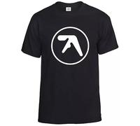 Aphex Twin t-shirt da uomo divertente danza rave, musica Electronicas Tee Top, T-shirt Nera Stampa Bianca, L