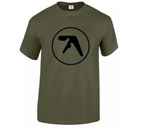 Aphex Twin t-shirt da uomo divertente danza rave, musica Electronicas Tee Top, T-shirt Verde Militare Stampa Nera, M