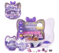 Aphmau Set sorpresa Cat Café | Vetrina a forma di gatto da 11", 17 sorprese misteriose, include figura MeeMeow, spazi interni ed esterni su entrambi i lati
