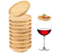Aphromirel 10 bicchieri da vino, topper in legno, sottobicchieri per bicchieri da vino, coperchi per bicchieri da vino, piatti per dolci, bevande, cene di famiglia, accessori per feste, regali per