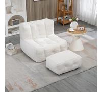 aphrophina Poltrona a sacco con imbottitura in memory foam per il relax, divano moderno per soggiorno o camera da letto, colore bianco