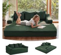 APICIZON Divano letto largo 160 cm, con cuscino, 3 posti, con funzione sonno, materasso pieghevole per soggiorno, camera da letto, camera degli ospiti (verde corde, 180 x 160 cm)