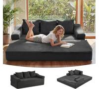 APICIZON Divano letto largo 160 cm, con cuscino, 3 posti, con funzione sonno, materasso pieghevole per soggiorno, camera da letto, camera degli ospiti (cord, grigio scuro, 180 x 160 cm)