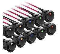 APIELE 10 interruttori a levetta, multicolore, 2 posizioni on/off, con interruttore a LED, DPST a 3 pin, 12 V, 20 A, interruttore a levetta per auto, barca, elettrodomestici KCD2-102N (con filo)