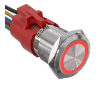 APIELE 19MM Latching Metallo Interruttore a pulsante,interruttore autobloccante pulsante 12VDC 5A(rot)
