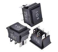 APIELE - 3 interruttori a leva, 3 posizioni on/off, interruttore a bilanciere con DPDT a 6 pin, 250 V, 16 A, interruttore a leva, per case, industre, fai da te, KCD2-203N (nero)