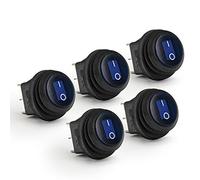 APIELE 5 interruttori a bilanciere impermeabili, rotondi, 2 posizioni, ON/OFF, con interruttore a LED SPST a 3 pin, 12V, 20A interruttore a bilanciere(blu)