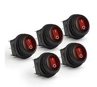 APIELE 5 interruttori a bilanciere impermeabili, rotondi, 2 posizioni, ON/OFF con interruttore a LED SPST a 3 pin, interruttore a bilanciere, 12 V 20 A,elettrodomestici KCD1-8-101NW (rosso)