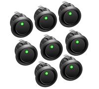 APIELE 8 interruttori a levetta, 2 posizioni on/off, con interruttore a LED, DPST a 3 pin, 12 V, 20 A, interruttore a levetta per auto, barca, elettrodomestici KCD2-102N (verde)