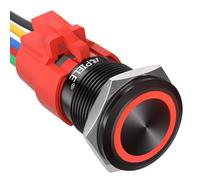 APIELE Interruttore a pressione da 19 mm, 12 VDC 5 A, in lega di alluminio con illuminazione ad anello a LED, impermeabile, interruttore a pulsante, autocarri, camion, barca, interruttore on/off