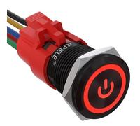 APIELE Interruttore a pressione da 19 mm, 12 VDC 5 A, in lega di alluminio con simbolo di alimentazione LED, impermeabile, interruttore a pulsante, per auto, camion, barca, camion/off (nero,