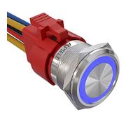 APIELE Interruttore a pressione da 22 mm, 12 VDC 10 A, in acciaio inox con LED, impermeabile, interruttore a pulsante con spina pre-cablata, per auto, camion, barca, camion, barca, interruttore on/off