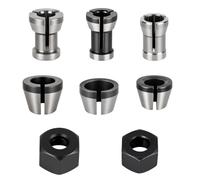 APIELE Set di 8 pinze di serraggio da 6/6,35/8 mm per fresatrice compatibile con Einhell Katsu Bosch Dewalt Makita Ink, 2 dadi per incisione, fresa del legno, lavorazione dei bordi, accessori di