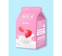 A’pieu One-Pack Milk Mask Strawberry maschera viso illuminante in tessuto 21 g