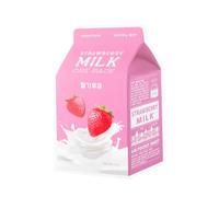 A’pieu One-Pack Milk Mask Strawberry maschera viso illuminante in tessuto 21 g
