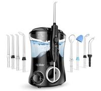 Apiker Idropulsore Dentale Professionale 600ml Irrigatore Dentale con 10 Impostazioni per Pressione dell’Acqua e 8 Beccucci Multifunzione Water Flosser IPX7 Cura Famiglia e Ortodontico Dentale, Nero
