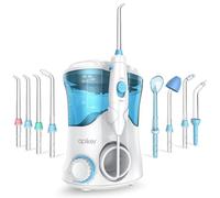 Apiker Idropulsore Dentale Professionale 600ml Irrigatore Dentale con 10 Impostazioni per Pressione dell’Acqua e 8 Beccucci Multifunzione Water Flosser IPX7 Cura Famiglia e Viaggi, Bianco