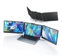 14’’ Triple Laptop Screen Extender, 1080P FHD Portable Dual Monitor for Laptop USB C HDMI, Plug-play Laptop Monitor Extender for Triple Monitor Display for Mac/Windows, Fit 13”-17.3” Laptops