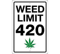 APILOT Targa in metallo vintage Weed Limit 420 con foglia di allume Man Cave, Marijuana, Cannabis, cartello stradale in alluminio per bagno, cucina, casa, bar, caffetteria, garage, grotta degli uomini