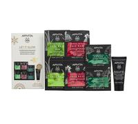 Apivita Cofanetto Regalo Express Beauty con Face Mask Aloe 2X8ml + Express Beauty Face Mask Pomegranate 2X8ml + Express Beauty Face Mask Ginko Biloba 2X2ml + Mini Gel Detergente Black Detox 15ml