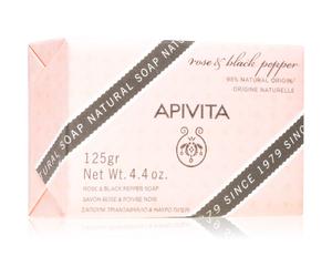 Apivita Natural Soap Rose & Black Pepper sapone detergente solido 125 g