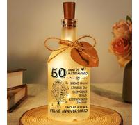 Apjielop Regalo 50 Anniversario Matrimonio, Regalo per 50 Anni di Matrimonio - Lampada Notturna di Vetro Opaco, Regali per Nozze D'oro, Regalo 50 Anniversario per Lei Lui