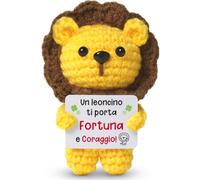 Apjielop Regalo Positivo Leone con Messaggio Fortuna e Coraggio | Regalo Originale per Donna Uomo Amica Collega Coppia, Decorazione Scrivania Portafortuna, Idea Simpatica per Compleanno