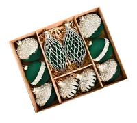 Apk i bc Ornamento Natalizio Floccato Dipinto a Mano, Elegante Ornamento Natalizio Floccato, Design Multistrato di Alto Valore (Venduto in Set da 10)(Dark Green,30 * 24 * 8CM)