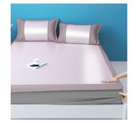 Apkibc Summer Ice Silk Cooling Pad, Four Corner Strap Design, Comfortable And Breathable, Family Dormitory Cooling Pad, Three-Piece Suit(Pink,200cmx220cm)