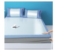Apkibc Summer Ice Silk Mattress, Foldable Pad, Suitable for Comfortable Cold Bed Covers at School And Home, Three-Piece Suit(Blue,200cmx220cm)