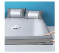 Apkibc Summer Ice Silk Mattress, Foldable Pad, Suitable for Comfortable Cold Bed Covers at School And Home, Three-Piece Suit(Grey,200cmx220cm)