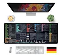 APKOL Tappetino Mouse Scorciatoie Excel Tedesco 800x300 mm, Modello Combinazione Tasti Scorciatoia Excel, Tappeto Ufficio Esteso Formule e Scorciatoie per Tastiera, Accessorio Ufficio