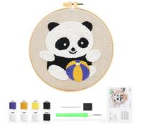 Apkpesterml Punch Needle Kit, Panda Punch Cuciture Tool DIY Kit per Ricamo Starter con Ago da Punzonatura, Kit per Ricamo a Punto Croce Mestiere Penna a Punzone Cerchi Aghi Strumento Embroidery (A)