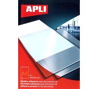 APLI 002576 - Bustine portadocumenti autoadesive, formato A5, 158 x 218 mm, confezione da 6
