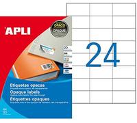 APLI 011708 Confezione da 20 etichette opache angoli diritti 70 x 37 mm Bianco